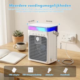 SNJY® Mobiele Airco Zonder Afvoer - Mobiele Airco voor Slaapkamer - Luchtkoeler - Aircooler - 2 Bevochtigingsniveaus - 3 Windsnelheden - 1L - Wit/Grijs — thumbnail 5