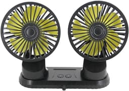 KZQ Draagbare Autoventilator Met Dubbele Kop Usb Aansluiting Voor Dashboard 3 Standen Krachtige Autofan 360 Graden Draaibaar — thumbnail 5
