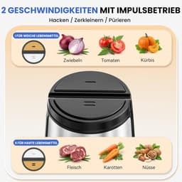 Elektrische hakmolen - Keukenmachine mini - Snel ingrediënten snijden - Glazen kom - 16x19x29 cm - Zilver — thumbnail 5