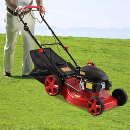 Benzine grasmaaier - Gazonmaaier motor - Gazon onderhouden - 8 Hoogte standen - 51 cm maaibreedte - Rood — thumbnail 1