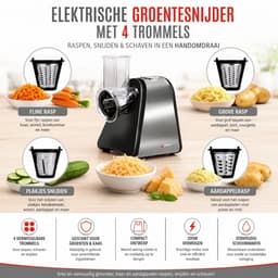 alpina Elektrische Groentesnijder - Mandoline - Hakmolen me 4 RVS Trommelmessen - Mandoline Keukensnijder - Groentesnijder Electrisch - Groentesnijder Multifunctioneel - Groentehakker — thumbnail 2
