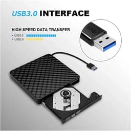 Externe CD DVD Speler - Draagbare CD-brander - Lezen Schrijven Branden - USB 3.0 Type-C - 14x14x1.8 cm - Zwart — thumbnail 2