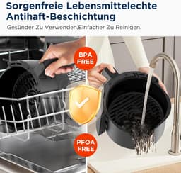 Heteluchtfriteuse - Olievrije Frituurpan - Gezond Koken - 8 Voorgeprogrammeerde Functies - 4 Liter - Zwart — thumbnail 4
