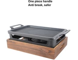OmGoods - Dailygoody - Tafelblad Barbecue Grill - Houten Basis - Gelijkmatige Verwarming - Zwart - Picknicktafels - Ideaal voor Camping en Restaurant - Inclusie — thumbnail 2