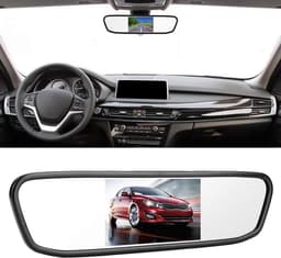 OmGoods - Dailygoody - Mirror Dash Cam - Achteruitkijkspiegelcamera - 4,3 Inch LCD - Nachtzicht - 170° Groothoek - 2-kanaals Ingang - Geschikt voor Auto en — thumbnail 2