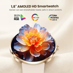 Avalue - AMOLED Dames Smartwatch - Hartslagmeter - Slaapmonitor - Vrouwengezondheid - Multisport - Android & iOS - RVS en Siliconen Band- Goud — thumbnail 4