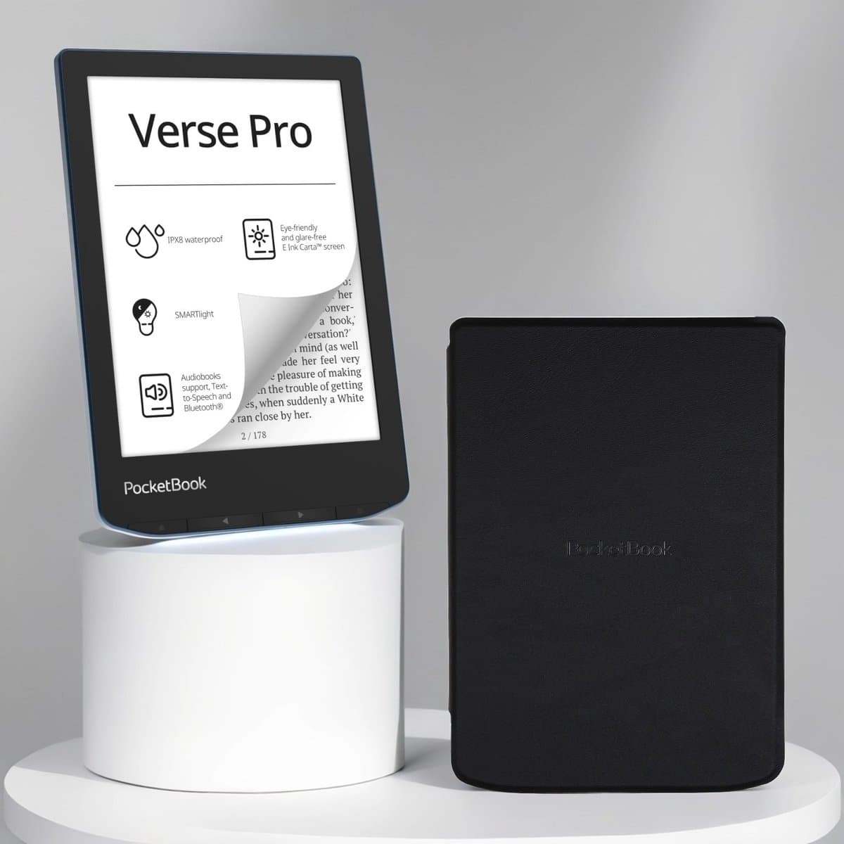 PocketBook Verse Pro e-reader Azure – 6 inch – 16 GB – waterdicht + Zwart Hoesje – voordeelbundel — afbeelding 1