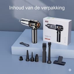 OPTIMERA® 2-in-1 Auto Stofzuiger PRO - Zuigen & Blazen - Kruimeldief - 7 Opzetstukken - Oplaadbaar - Handstofzuiger - Air Duster - Zwart — thumbnail 3