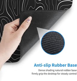 Lange gaming muismat - Groot waterdicht gaming muismat - Versterkte omzoomde randen - Antislip bureaumat voor thuis en kantoor - Verbetert uw bureau-ervaring - 31,5 x 11,8 inch - Zwarte topografie — thumbnail 2
