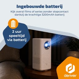 Denver Portable Beamer - 4K 3840x2160P - 150 ANSI Lumen - Projector - Ingebouwde Batterij - Thuisbioscoop - HDMI - USB-C - PR4700 — thumbnail 2