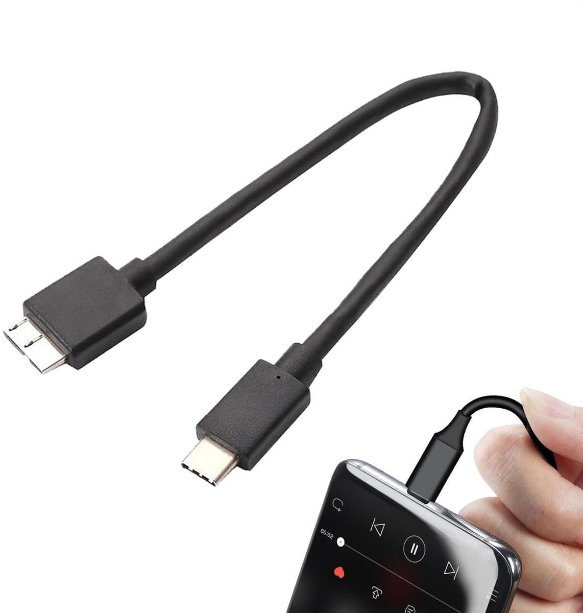Harde Schijf Kabel - Externe Datakabel - Bestanden Overzetten - Hoge Snelheid 5Gbps - 30 cm Lang - Zwart — afbeelding 1