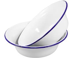 Dailygoods- Soepschalen 2-delig - Emaille - Makkelijk te reinigen - Geschikt voor rijst/pasta/groenten - Duurzaam - Ideaal voor familie/restaurant - Mengkom