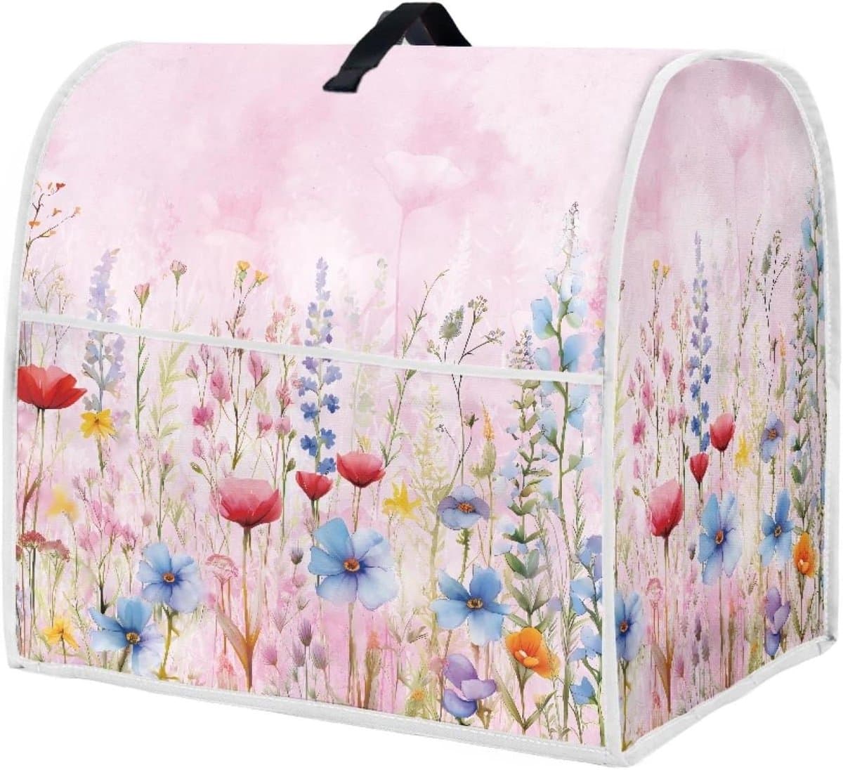 Mixerhoes Met Bloemenprint - Keukenmachine Cover - Keuken Organisatie - Met Opbergvakken - 43.5 x 27.5 x 37.5 cm - Roze — afbeelding 1