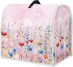 Mixerhoes Met Bloemenprint - Keukenmachine Cover - Keuken Organisatie - Met Opbergvakken - 43.5 x 27.5 x 37.5 cm - Roze — thumbnail 1