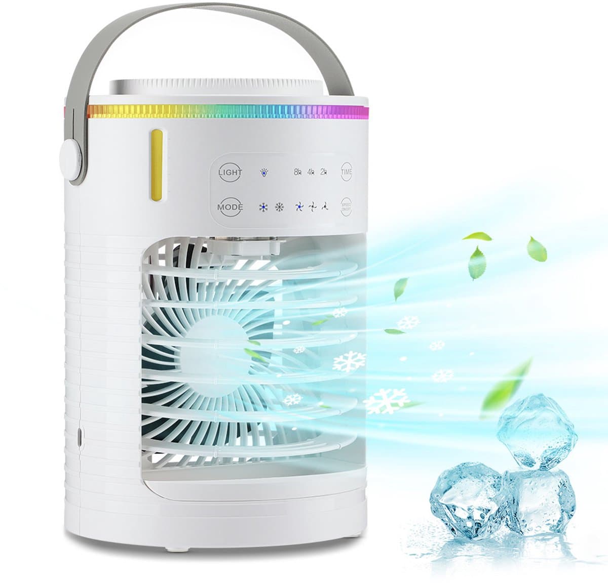 Draagbare USB Luchtkoeler met Ijswater - 3 Standen Tafelventilator - voor Kantoor & Thuis - Wit - 1 Stuk — afbeelding 1