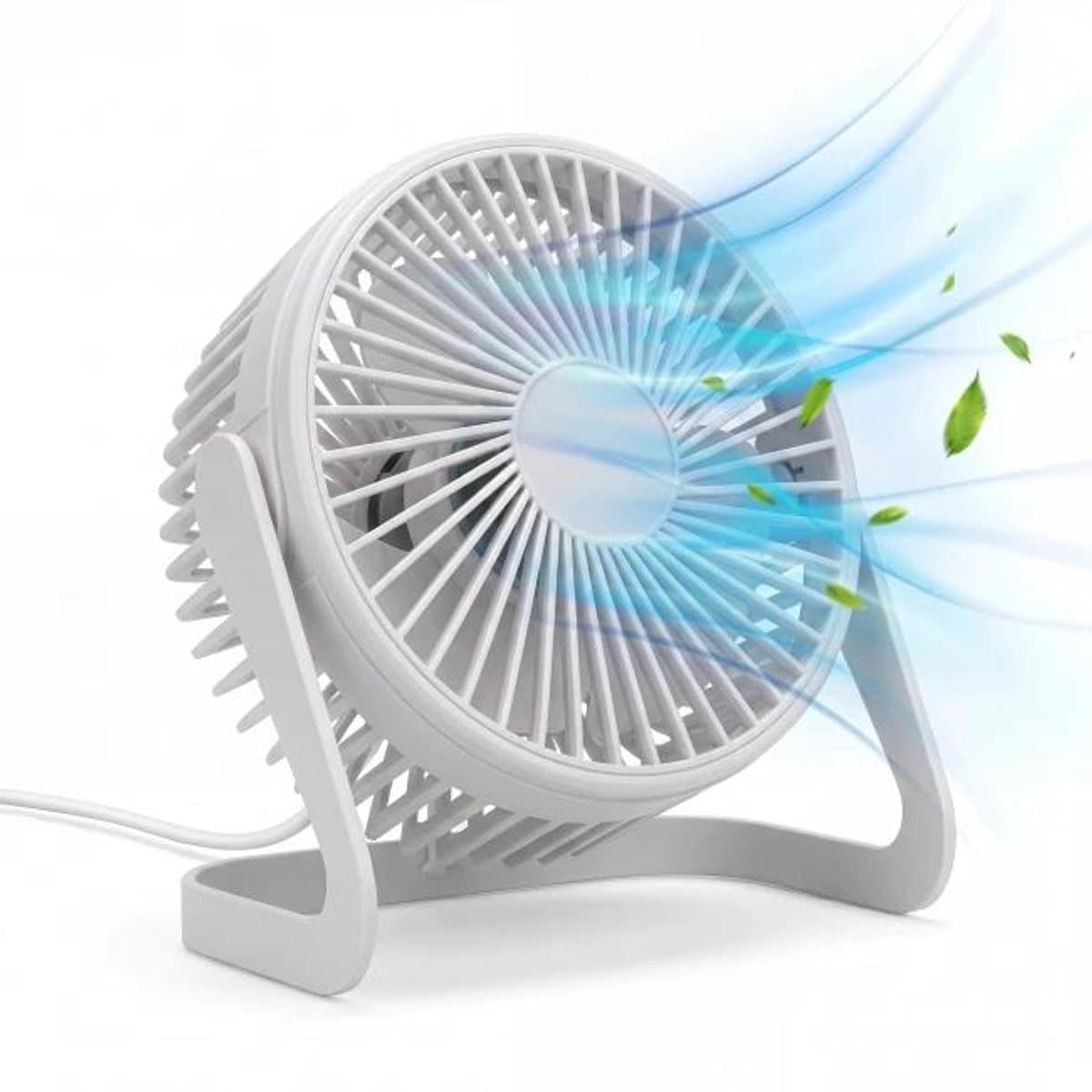 Bureau Ventilator - Mini Bureauventilator - Zuinige Tafelventilator - Kleine USB Ventilator - Kantelbare Statiefventilator - Compacte USB-C Tafelventilator - Fan Geluidloos - Bureau Airco - Desk Fan - Deskventilator - Wit - Silvergear — afbeelding 1