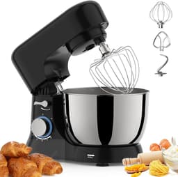 Staande mixer, keuken elektrische mixer met 4,5 Qt kom, 6+ snelheden, 1300W, inclusief deeghaak, platte klopper en draadgarde voor thuis koken — thumbnail 1