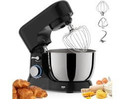 Staande mixer, keuken elektrische mixer met 4,5 Qt kom, 6+ snelheden, 1300W, inclusief deeghaak, platte klopper en draadgarde voor thuis koken