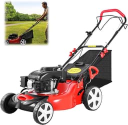 Benzine Grasmaaier - Zelfrijdende Maaier - Gazon Onderhoud - 8 Maaihoogtes - 51 cm Snijdiameter - Rood — thumbnail 1