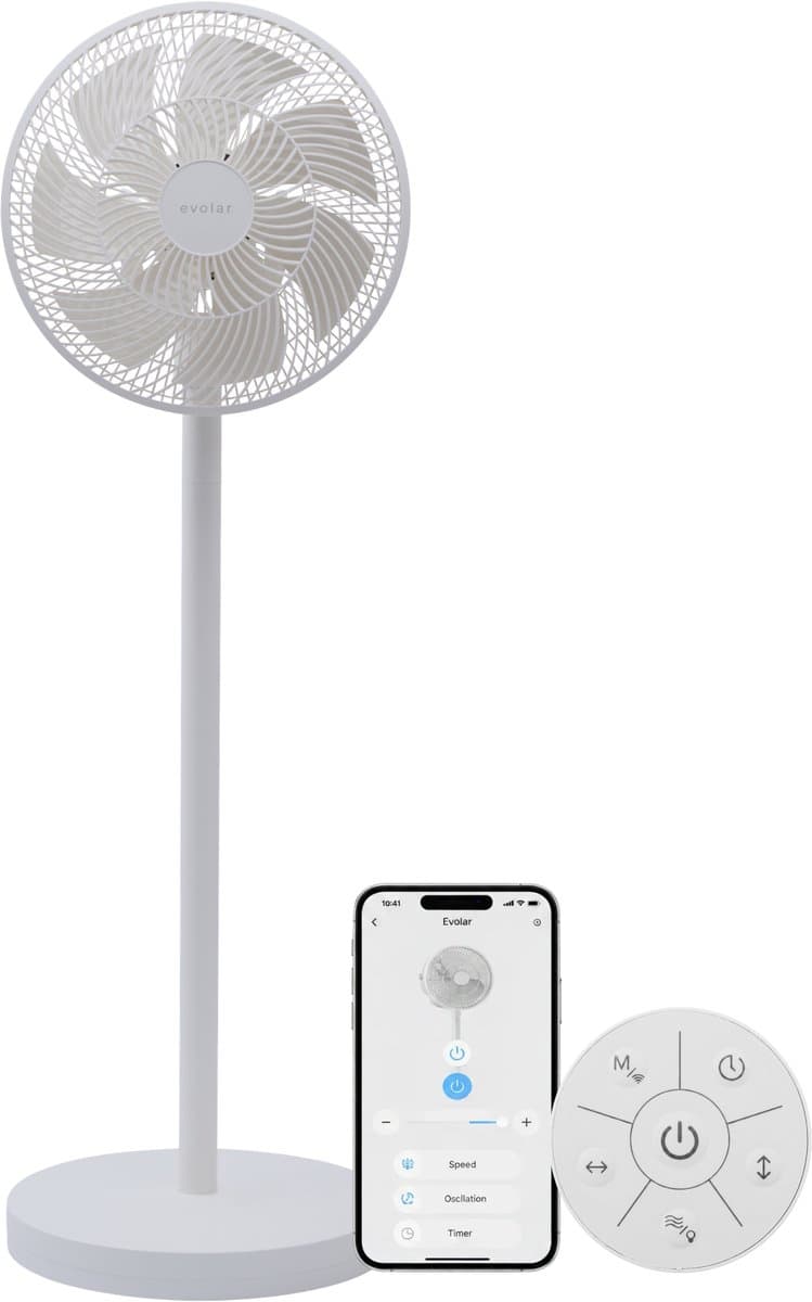 Evolar Smart Ventilator Staand - 36W - Incl. Accu - Statiefventilator - Ambient Light - WiFi - App & Afstandsbediening - EVO-SF36WW — afbeelding 1