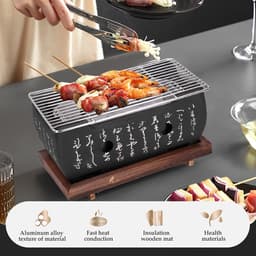 Dailygoods- Barbecue Japanse Stijl - Houtskool Grill - Keramische Grill - Mini BBQ - Gezinsvriendelijk - Hoogwaardige Materialen — thumbnail 5