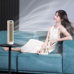 Koeler, draagbare koeler, stille ventilator met drie snelheden, Geschikt voor kantoren, keukens en slaapkamers (beige) — thumbnail 3