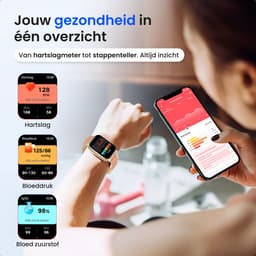 Siltcon® Smartwatch Dames Pro - Smartwatch Heren Pro - Sporthorloge Dames & Heren - Stappenteller Horloge - Hartslagmeter – Bloeddrukmeter - Slaapmonitor - Saturatiemeter - Belfunctie - Elke Smartphone - RVS - Incl. 4 Bandjes - Goud — thumbnail 5