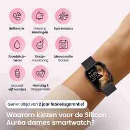 Siltcon® Seréa Smartwatch Dames - Smartwatch Heren - Horloge Dames - Stappenteller Horloge Dames - Hartslagmeter - Slaapmonitor - Saturatiemeter - Belfunctie - Geschikt voor iOS/Android - AMOLED - RVS - Elke pols - Incl. 5 Bandjes — thumbnail 2