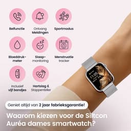 Siltcon® Seréa Smartwatch Dames - Smartwatch Heren - Horloge Dames - Stappenteller Horloge Dames - Hartslagmeter - Slaapmonitor - Saturatiemeter - Belfunctie - Geschikt voor iOS/Android - AMOLED - RVS - Elke pols - Incl. 5 Bandjes — thumbnail 2