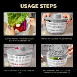 Elektrische Salade Spinner - Groente Droger - Snel Groenten Drogen - Grote 4L Kom - 22 cm - Grijs — thumbnail 3
