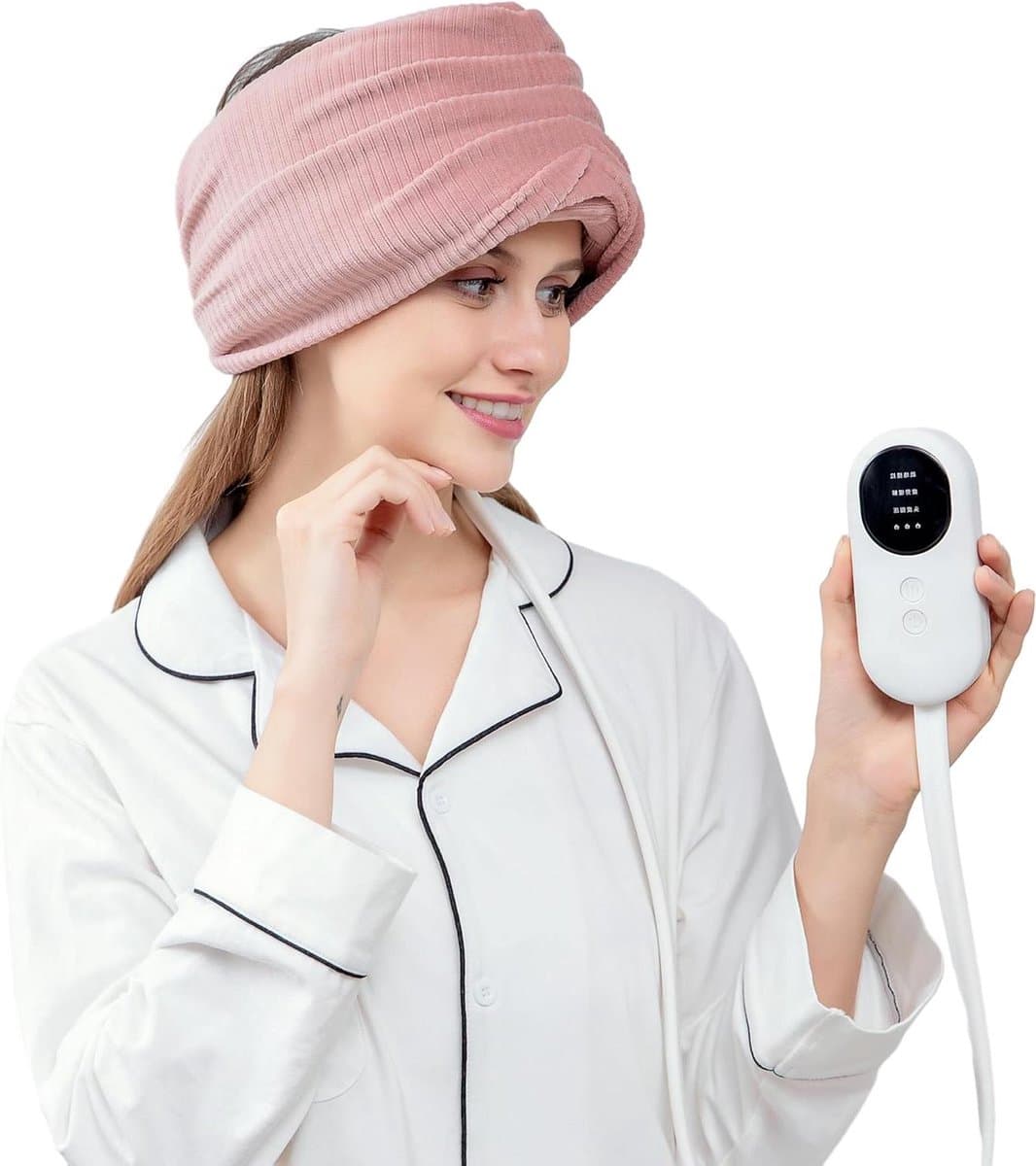 Head Massager with Heat, Head Scalp Massager Scalp Massage Instrument Rechargeable Massager, Electric Deep Tissue Kneading Massage Pillow for Shoulder, Leg, Body Muscle Pain Relief, Pink — afbeelding 1