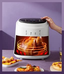 Heteluchtfriteuse Oven - Olievrije Friteuse - Gezond Koken - Snelle Luchtcirculatie - 8 Liter XXL - Wit — thumbnail 4