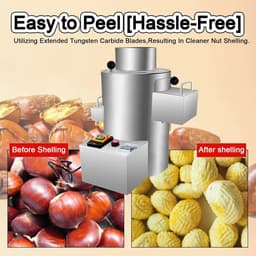 Automatische Kastanje Schiller - Keukenmachine - Snel Kastanjes Bereiden - Hoge Capaciteit 100 kg/u - 550W - Zilver — thumbnail 3