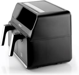 Heteluchtfriteuse Dubbel - Airfryer Dubbele Container - Gezond Koken - Onafhankelijke Containers - 8 Liter - Zwart — thumbnail 3