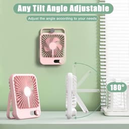 KZQ Draagbare Herlaadbare Ventilator - Stille Kleine Bureauventilator Met 180° Kantelhoek - 100 Snelheden Geschikt Voor Slaapkamer Kantoor Thuis En Buiten - Roze — thumbnail 4