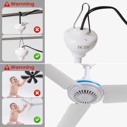 Plafondventilator - Draagbare Plafondventilator - Stille Ventilator - USB Aangedreven - met 3 Afneembare Ventilatorbladen - Wit — thumbnail 4