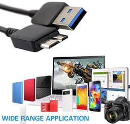 USB 3.0 Kabel - Externe Harde Schijf Kabel - Data Overzetten - Supersnelle Overdracht - 09 m - Zwart — thumbnail 3
