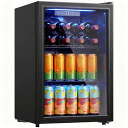 70L Drankenkoelkast - Zwart Dubbele Glazen Deur - UV-bescherming 2 Verstelbare Roosters LED - Display Verlichting 2-18°C- Instelbaar Stille 43dB - Vrijstaande Mini Koelkast - voor Kantoor Slaapkamer Bar — thumbnail 1