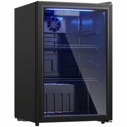 70L Drankenkoelkast - Zwart Dubbele Glazen Deur - UV-bescherming 2 Verstelbare Roosters LED - Display Verlichting 2-18°C- Instelbaar Stille 43dB - Vrijstaande Mini Koelkast - voor Kantoor Slaapkamer Bar — thumbnail 5