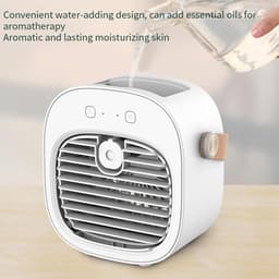 Mobiele Airco Alternatief - Mini Aircooler met Water - Draagbare Koelventilator met 4000 mAh Batterij - Tafelventilator en Luchtkoeler voor Bureau, Slaapkamer, Auto en Kamperen - 3 Windsnelheden - Type-C - 128ML -blauw — thumbnail 4
