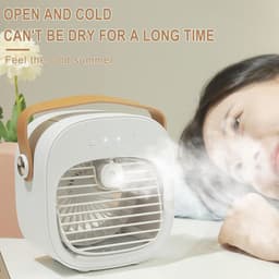 Mobiele Airco Alternatief - Mini Aircooler met Water - Draagbare Koelventilator met 4000 mAh Batterij - Tafelventilator en Luchtkoeler voor Bureau, Slaapkamer, Auto en Kamperen - 3 Windsnelheden - Type-C - 128ML -blauw — thumbnail 2