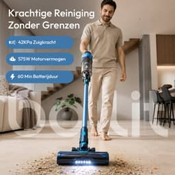 Bollit Steelstofzuiger Draadloos - 575W Turbo - Kruimeldief - 5 Opzetstukken - Stofzuiger 42kPa zuigkracht - Opvouwbare Steel - Zonder zak op accu — thumbnail 2