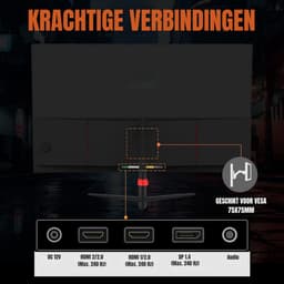 Quvo® Gaming Monitor 240hz - Gaming Monitor -Zwart - ‎‎16cm x 56cm x 42cm; 3.88 kg — thumbnail 3