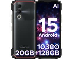 DOOGEE Blade 20 - Robuuste Smartphone - Outdoor Smartphone - 20GB RAM + 128GB - 10300mAh/18W - 6,56 inch 90Hz - 4G Dual SIM- Android 15 - IP68 - NFC- GPS - Face ID - Zwart