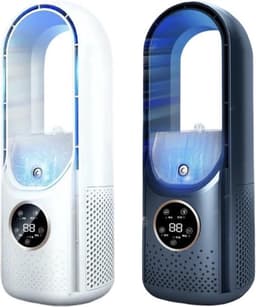 Mini airco – Blauw – airco met water – Mini airco 4 in 1 – Koelen, Blazen, Lucht Bevochtigen – Draagbare Luchtkoeler Koelventilator – 3 Wind Snelheden – USB-luchtkoeler – sfeerverlichting – Draagbare – koelventilator – Afkoeling – draagbare airco — thumbnail 2