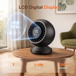 Bureauventilator – Stil, 120° Oscillatie, LCD Display, 8 Snelheden, 12000 mAh Accu — thumbnail 5