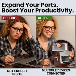 USB A Multi-Poort Extender - USB Hub - Extra Poorten Toevoegen - Hoge Snelheid 5Gbps - 4 Poorten - Zwart — thumbnail 4