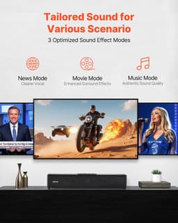 VEVOR Soundbar voor Smart TV, 2.0-Kanaals, 450 mm Compacte TV-Luidsprekers voor Projector, Bluetooth Aux-Aansluiting, Afstandsbediening, 80 W Surround Sound-Systeem voor PC-Hometheateraudio — thumbnail 4