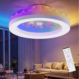 Plafondventilator met RGB Verlichting - Dimbaar - 6 Standen - Ventilator - Keuken Lamp - Woonkamer Lamp - Moderne Lamp - 48 W — thumbnail 1