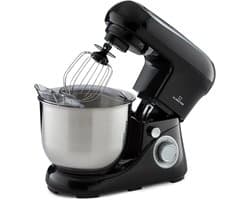 Klarstein Keukenmachine Bella Pico 2G Mixer - 1300 W - 6 Vermogensstanden En Pulsefunctie - Planetair Mengsysteem - RVS Kom Met 5 L Inhoud - 3-Delig Accessoires: Meng- En Kneedhaken Van Gegoten Aluminium, Roestvrijstalen Garde - Compact - Zilver